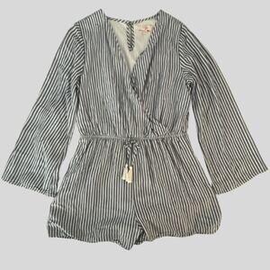 GB Girls Striped Long Sleeve Wrap Romper Tassel Tie Shorts Juniors XXL